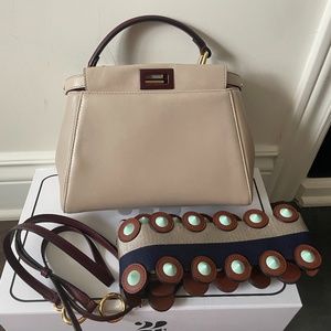 Fendi Peekaboo Mini Bicolor Crossbody Bag EMT 3900